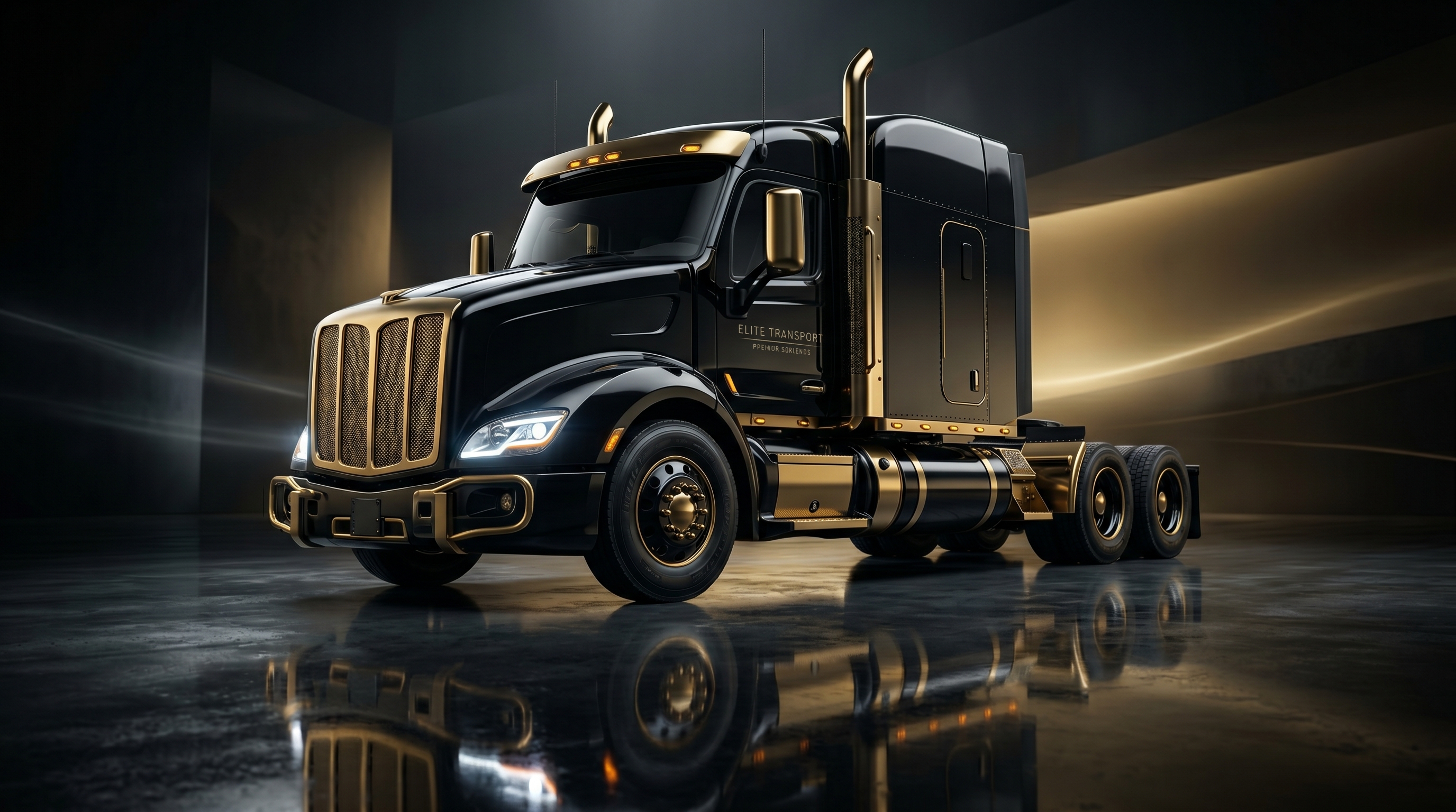 Black semi truck on the highway